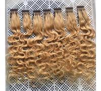 FUIBEJAE 6D Véritable Extension de Cheveux Humains Blonds 6D Cheveux Bouclés Cheveux Humains Vierges 20 Minutes Rapide Sans Trace Plume Extension Connexion Pour Salon, 10 Rangées,16inch (40cm)