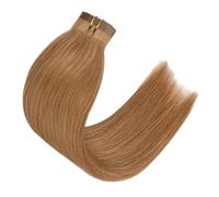 FUIBEJAE #8 Extensions de cheveux bruns blond cendré lisses, extensions de cheveux humains à clip avec bande PU, lisses à clip invisibles pour femmes, usage quotidien (6 pièces),16inch(40cm)