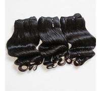 FUIBEJAE 8A Cheveux brésiliens 3 paquets Demi vague océan bou Cheveux humains double tirage Paquets de cheveux courts bouclés Non traités Extensions brésiliens Tête complète,16inch/3bundles