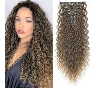 FUIBEJAE 9 pcs 22 clip dans les extensions de cheveux longs perruques de cheveux ondulés doux bouclé pièce de cheveux pour les femmes extensions de cheveux bouclés pour la perruque,18bt22t#