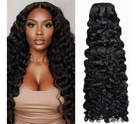 FUIBEJAE Boucles birmanes, paquets de cheveux humains, paquets humides et ondulés, cheveux humains brésiliens non traités, extensions de tissage bou s, cheveux noirs naturels bouclés,26inch