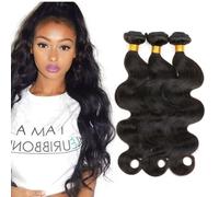 FUIBEJAE Bundles de cheveux humains ondulés pour le corps, 3 bundles de cheveux humains 100% vierges brésiliens non traités, extension de cheveux rapide pour femmes noires, noir naturel,12inch