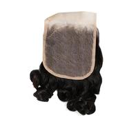 FUIBEJAE Cheveux brésiliens 3 faisceaux ondulés bouclés cheveux humains double tirés Faisceaux courts bouclés extension de cheveux humains brésiliens non traités tête complète,14inch/4 * 4closure