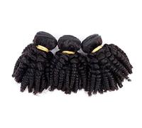 FUIBEJAE Cheveux brésiliens 3 paquets avec closure, paquets courts, bouclés et rebondissants, tissage de cheveux humains, extensions brésiliens non traités, tête complète,18 20 22+18closure
