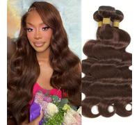 FUIBEJAE Cheveux brésiliens 3 Paquets Bouclés Cheveux Humains Double Tirés Paquets Cheveux Humains Chocolat Brun Vague Body Bouclés Extensions de Cheveux Humains Brésiliens Non Traitée,24 24 24inch