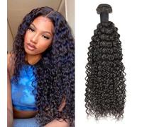 FUIBEJAE Cheveux brésiliens bouclés noirs Kinky 1 mèche Cheveux humains bouclés double tirage Extensions de cheveux humains brésiliens non traités Tête complète,20inch