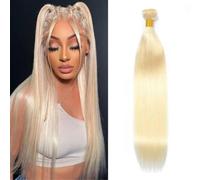 FUIBEJAE Cheveux brésiliens lisses couleur or 1 paquet de cheveux humains bouclés doublement triés Extensions de cheveux humains brésiliens non traités pour toute la tête,22inch