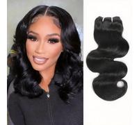 FUIBEJAE Cheveux Brésiliens Ondulés Black Body 1 Paquet Cheveux Humains Bouclés Double Tirés Cheveux Humains Brésiliens Non Transformés Extensions de Pour Toute la Tête,1 bundle,14inch
