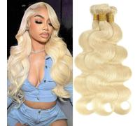 FUIBEJAE Cheveux Brésiliens Ondulés Couleur Or 1 Paquet Cheveux Humains Bouclés Double Tirage Extensions de Cheveux Humains Brésiliens Non Transformés Tête Complète,22inch