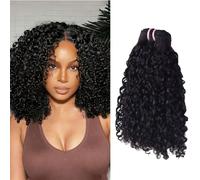 FUIBEJAE Cheveux humains brésiliens 1 mèche Pixie bouclée Extensions de tissage en cheveux humains non traités Cheveux vierges pour femmes noires,22inch