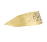 FUIBEJAE Clips dans les extensions de cheveux, blonde droite sans couture clips dans les extensions cheveux humains, 7 pcs ensemble 16 clips, postiches invisibles pour femmes,24inch(60cm)