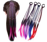FUIBEJAE Ensemble de 8 morceaux de bandeaux teints pour enfants, perruques tressées à la mode pour filles, accessoire de coiffure multicolore adapté pour une fête de cosplay, (4 couleurs)