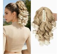FUIBEJAE Extension de queue de cheval à cordon, extension de queue de cheval à pince de 14 ", pince à extension pour queues de cheval bou s, pièce de cheveux synthétiques pour femmes noires,#27t60