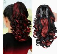 FUIBEJAE Extension de queue de cheval à cordon, extension de queue de cheval à pince de 14 ", pince à extension pour queues de cheval bou s, pièce de cheveux synthétiques pour femmes noires,#1bh39
