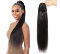 FUIBEJAE Extension de queue de cheval, queue de cheval droite à pince à cordon, extensions de cheveux humains, pièce de cheveux à clip pour longues queues de cheval bou s pour femmes