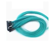 FUIBEJAE Extensions de cheveux 6D 2ème génération pour femmes, cheveux vierges Machine 6D Connexion rapide sans rainure de piste à l'extension de cheveux humains Remy, 10 rangées,Sky blue,14inch