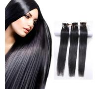 FUIBEJAE Extensions de cheveux 6D de 2ème génération Extension de cheveux invisibles Cheveux vierges purs Noir Raideur Cheveux longs Doux Vrais cheveux humains pour femmes,B 3 rows,40CM(16 IN)