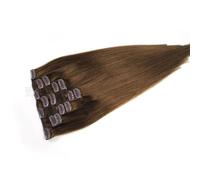 FUIBEJAE Extensions de cheveux à clip pour les femmes, brun foncé droit sans couture clip dans les extensions cheveux humains, 7 pcs ensemble 16 clips, postiches invisibles,16inch (40cm)