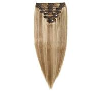 FUIBEJAE Extensions de cheveux à clip pour les femmes, Cheveux humains bruns droits sans couture à pince, 7 pièces ensemble de 16 pinces, postiches invisibles pour nous tous les jours,16inch (40cm)