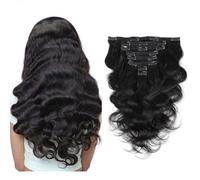 FUIBEJAE Extensions de cheveux à clip pour les femmes, corps noir crépus sans couture clips dans les extensions cheveux humains, 8 pcs ensemble de 18 pinces, postiches invisibles pour,24inch(61cm)
