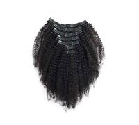 FUIBEJAE Extensions de cheveux à clip pour les femmes, noir afro bouclé sans couture clips dans les extensions cheveux humains, 7 pcs ensemble 16 clips, postiches invisibles pour nous,14inch (35cm)