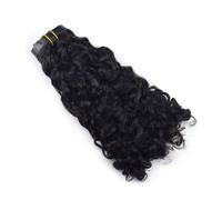 FUIBEJAE Extensions de cheveux à clipser sans couture en cheveux humains véritables, noir naturel, extensions à clipser pour femmes, tissage fin en soie PU naturelle douce,Burmese curls,16inch