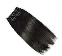 FUIBEJAE Extensions de cheveux à clipser sans couture en cheveux humains véritables, noir naturel, extensions à clipser pour femmes, tissage fin en soie PU naturelle douce,Straight,16inch