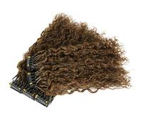 FUIBEJAE Extensions de cheveux bouclés 6D en cheveux vierges vagues d'eau doux et soyeux, invisibles, 6D, en cheveux humains réels, adaptées aux femmes et aux filles, marron, 25 rangées,16inch