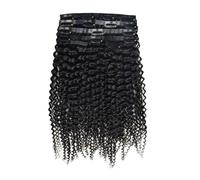 FUIBEJAE Extensions de cheveux bouclés kinky, extensions de cheveux humains à clipser, tissage en peau PU, bouclés à clipser, pièces capillaires invisibles pour femmes, 6 pièces,22inch(55cm)