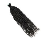 FUIBEJAE Extensions de cheveux bouclés Remy humains véritables Black Water Wave, 50G 20 pièces avec bande invisible et pointes épaisses, parfaites pour les femmes et les filles,Kinky curly,14inch