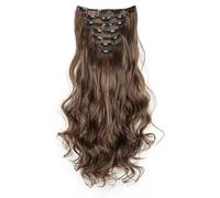 FUIBEJAE Extensions de cheveux brun foncé de 18 pouces à clip, extension de cheveux synthétiques longs bouclés et crépus à clip, postiches naturels pour femmes, 7 pièces 16 clips,2m30#