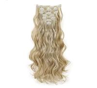 FUIBEJAE Extensions de cheveux brun foncé de 18 pouces à clip, extension de cheveux synthétiques longs bouclés et crépus à clip, postiches naturels pour femmes, 7 pièces 16 clips,24h613#