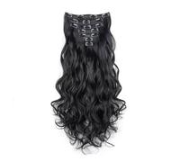 FUIBEJAE Extensions de cheveux brun foncé de 18 pouces à clip, extension de cheveux synthétiques longs bouclés et crépus à clip, postiches naturels pour femmes, 7 pièces 16 clips,1b#