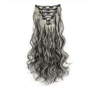 FUIBEJAE Extensions de cheveux brun foncé de 18 pouces à clip, extension de cheveux synthétiques longs bouclés et crépus à clip, postiches naturels pour femmes, 7 pièces 16 clips,1bh613#