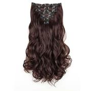 FUIBEJAE Extensions de cheveux brun foncé de 18 pouces à clip, extension de cheveux synthétiques longs bouclés et crépus à clip, postiches naturels pour femmes, 7 pièces 16 clips,2m33#