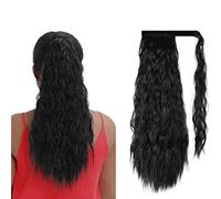 FUIBEJAE Extensions de Cheveux en Queue de Cheval, Pièce Capillaire à Clip en, Soie Haute Température Bouclée avec Pâte Magique, Queue de Cheval à Clip