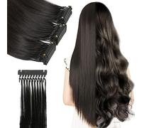 FUIBEJAE Extensions de cheveux humains 6D Machine 6D Clip Noir Rapide Et Sans Couture Dans Les Extensions De Cheveux Doux Peut Perm Et Teindre Les Cheveux & Réutiliser, 10 Rangées,30inch