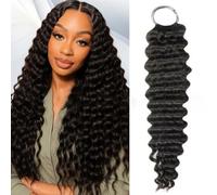 FUIBEJAE Extensions de cheveux humains à torsades crochets pré-torsadées bou s profondes, extensions de cheveux à tresses vierges crochet sans nœud pré-séparées pour femmes noires,24inch