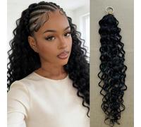 FUIBEJAE Extensions de cheveux humains à torsades crochets pré-torsadées ondulées, sans nœuds, pré-séparées, cheveux vierges pour tressage, pour femmes noires,12inch