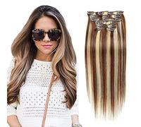 FUIBEJAE Extensions de cheveux humains Clip sans couture dans les extensions de cheveux 8Pcs Remy Hair Extensions Tête complète Pince à cheveux naturels pour un usage quotidien,16inch (40cm) 100g