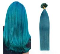 FUIBEJAE Extensions de cheveux humains U-Tip, 22 pouces de surbrillance dorée Kératine Nail Tip Extension de cheveux No Trace Silky Straight Brazilian Remy Hair pour les femmes, 50G100 brins,#blue