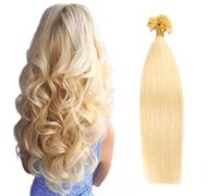 FUIBEJAE Extensions de cheveux humains U-Tip, 22 pouces de surbrillance dorée Kératine Nail Tip Extension de cheveux No Trace Silky Straight Brazilian Remy Hair pour les femmes, 50G100 brins,#24