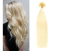 FUIBEJAE Extensions de cheveux humains U-Tip, 22 pouces de surbrillance dorée Kératine Nail Tip Extension de cheveux No Trace Silky Straight Brazilian Remy Hair pour les femmes, 50G100 brins,#60