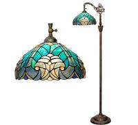 FUIBEJAE Lampadaire à Taches Bleues '12', Lampe en vitrail, Angle réglable, col de Cygne arquée, Base arquée Antique, Lampe sur Pied pour la Lecture, décoration de Bureau, Salon, Chambre, hôtel