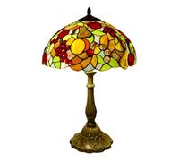 FUIBEJAE Lampe de table créative rétro rurale, lampe de chevet en vitrail de 16 pouces, veilleuse vintage de 24,8 pouces pour bureau, salon, chambre, étude, café décoratif, 2 ampoules,Fruit