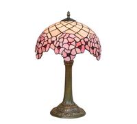 FUIBEJAE Lampe de Table en Fleur de Cerisier Rose de Style Tiffany, Lampe de Chevet en vitrail de 12", E27, veilleuse Vintage de 19" de Hauteur pour Bureau Salon Chambre à Coucher Salle d'étude