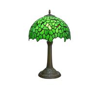 FUIBEJAE Lampe de Table Tiffany Style Field Green Leaf, Lampe de Chevet en vitrail de 12 po, E27, veilleuse Vintage de 19 po de Hauteur pour Bureau Salon Chambre à Coucher Salle d'étude