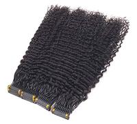 FUIBEJAE Marron 6D 2 Génération Extensions De Cheveux Humains Légers Et Sans Couture Vague D'eau Ligne D'extension De Cheveux Bouclés, Pour Mariage De Fête Cosplay Approprié (10Rangs),Noir,14inch