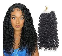 FUIBEJAE Micro boucle anneau Extensions de cheveux, Nano anneaux postiche cheveux humains, noir soyeux crépus bouclés fusion froide pré collé facile à porter avec micro perles, 100G 100 brins,20inch