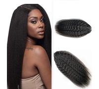 FUIBEJAE Micro boucle anneau Extensions de cheveux pour femmes, nano anneaux postiche cheveux humains, noir soyeux bouclé Fusion à froid pré collé facile à porter avec micro perles, 100G,18inch